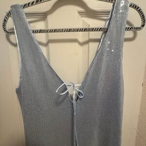 Light Blue Sequin Sleeveless Dress